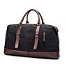 Customization Tote Travel Bag Vintage Canvas Pu Leather Trim Shoulder Mens Weekend Travel Duffel Bags