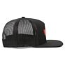 Customized 5 Panel Black Flat Brim Structured Embroidered Logo Mesh Back Snapback Closure Trucker Hat