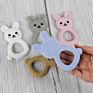 Customized Logo Bpa Free Food Grade Natural Rabbit Silicone Baby Teether Ring