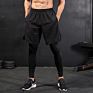 Customized Men Polyester Fitness Compression Pants Mens Sports Running Leggings with Gym Shorts 2 in 1