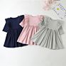 Customized Ruffle Sleeve Design Ladies Girl Solid Cotton Twirl Casual Elegant Baby Girl Casual Wear Casual Dresses