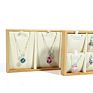 Customized Wooden Full Set of White Leather Jewelry Display Tray for Ring Necklace Earring