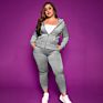 Cute plus Size Women Clothing Long Sleeve Velvet Hoodie Jogger Two Piece Shirt and Pants Set Outfits Fall 5Xl 2 Pc Blazer Sets