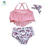 Cute Tassel Top Bikini Set Dinosaur Print Shorts Baby Swimwear Suit Dggs-024