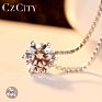 Czcity Classic White Gold Plated Six Claws Cubic Zirconia 925 Sterling Silver Cz Diamond Pendant Necklace for Women Jewelry Gift