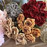 D-Rb002 Novel Design Autumn Dusty Rust Blue Silk Rose Artificial Flowers Bouquet for Wedding Home Decoration
