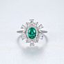 Daidan Wedding Rings Engagement Silver Ring 925 Sterling Oval Blue Green Flower Shape Gemstone Rings
