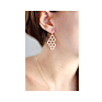 Dainty Gold Plated Stainless Steel Beehive Honeycomb Dangle Earrings