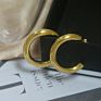Dainty Minimalist round Hollow Huggie Piercing Arete Gold Colored C Shape Earring Statement Lightweight Chunky Open Hoop Earring