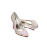 Dancing Sport Shoes Latin Salsa Ballroom Dance Shoes for 11Cm Heel Silver Glitter with Rhinestone Latin Dance Women