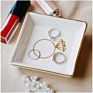 Decor Rectangular Jewelry Dish Tray Wedding Ring Trinket Tray Holder Gold Ceramic Jewelry Dish