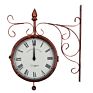 Decorative Home Decor Double Sided Clock Hanging Double Side Wall Clocks Quartz Analog Living Room Double Face Metal Black 1Year
