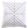 Decorative Kantha Embroidered Cushion Cover with Fringes White Pillow Case Arrow Pattern Cotton Pillow Cover