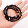 Design 22Inches 6Mm Natural Stone Matte Onyx Stainless Steel Beads Men Choker Necklace