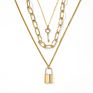 Design Jewelry Gold Metal Key Lock Chain Necklace Charm Multilayer Statement Lock Pendants Necklaces