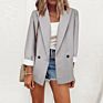 Design Patchwork Outfit Knitted Woolen Jacket Grey Suit Coat Oversize Lady Trench Coat