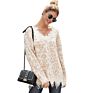 Design V-Neck Women's Pullover Sweater Leopard Thick Knitted Sweater