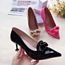 Designer Cusp High-Heeled Shoes Stiletto Big Chain Pink Women Shoes Nude Shoes Large Size 35-42