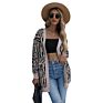 Direct Drop Shipping Zebra Skin Pattern Long Sleeve Cropped Knitwear Women V-Neck Vintage Cardigans with Two Pockets