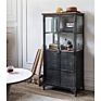 Directly Sell Antique Iron Glass Door Cabinet Display Storage Iron Cabinet for Living Room