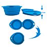 Double Silicone Pet Bowl Outdoor Travel Dog Cat Food and Water Bowl, Foldable and Expandable Dog Bowl 2 in 1 Portable Pet Feeder