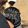 Drop Shipping Stainless Steel Chronograph Black Dial Ar Men Watch