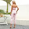 Dropshipping Double Crazy Tye Dye One Piece Jumpsuit off Shoulder Tie Waist Striped Tube Cropped Jumpsuit