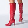 Dropshipping round Toe High Heeled Women Soft Leather Boots Knee High Boots