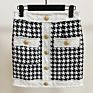 Dropshipping Tweed Houndstooth Two Piece Jacket Short Skirt Set for Women,Women Two Piece Jacket Short