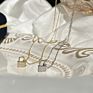 Dylam Korean Style Minimalist Stackable Jewellery 925 Sterling Silver Cz Designer Lock Pendant Gold Chain Necklace