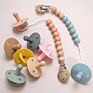 Eco-Friendly Baby Silicone Wooden Bead Dummy Pacifier Chain Baby Pacifier Chain Prevention