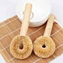 Eco Friendly Kitchen Pans Dishes Cleaning Brushes Natural Coconut Brown Hang Rope Pot Brush with Wood Handle