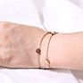 Elegant Women Rose Gold Stainless Steel Small Heart Charm Chain Bracelet
