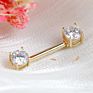 Eternal Metal 14K Gold Nipple Ring Barbell with 5Mm Prong Setting Cz Piercing Jewelry