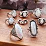 European American Opal 8-Piece Foreign Trade Retro Ring Set Aquamarine Ring Jewlery