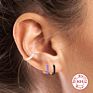European and American 925 Sterling Silver Geometric C-Shaped Ear Cuff Enamel Hoop Earrings