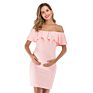 European and American Dress for Women Ruffle off Shoulder Word Collar Pregnant Women Dress Long Skirts