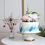 European Style round Luxury Decorative Gold Wedding Ceramic Cake Stand with Glass Cover