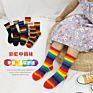 F11500A Manufacturers Cotton Breathable Stripe Socks Rainbow Middle Tube Socks for Kids