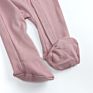 Fall Kids Solid Color Long Sleeve Hand Cover Footed Pajamas Jumpsuit with Snap Infant Footie Autumn Baby Romper