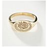 Fancy Surgical Steel Jewelry Gold Plated Oval Signet Sun and Moon Ring