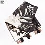 Fashionable Elegant Ladies Scarves Floral Printing Black Scarf Beach Shawls with Tassels