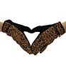 Fashional Leopard Print Poly Cotton Jersey Metal Trim Details Short Fur Lined Ladies Gloves