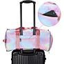 Female Shoulder Hologram Bags Pretty Design Neon Women Pink Duffle Gym Bag with Shoes Compartment