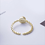 Fine Gold Plated Adjustable Opal Ring 925 Sterling Silver Rainbow Moonstone Ring for Women