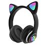Flash Light Cute Cat Ears Wireless Headphones with Mic Can Control Led Kid Girl Stereo Music Helmet Game Headset Gift