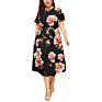 Floral Print Dress round Neck Short Sleeve Dress Ladies Dresses Women Casual
