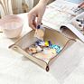 Foldable Pu Leather Tray Home Jewelry Storage Tray Basket Coin Key Makeup Tray