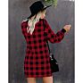 Forladies round Neck Long Sleeve Slim Plaid Printed Girl Dresses Elegant Casual Dress Women