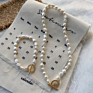 Fresh Water Pearl Necklace Heart Shaped Ot Button Necklace Bracelet French Retro Temperament Necklace